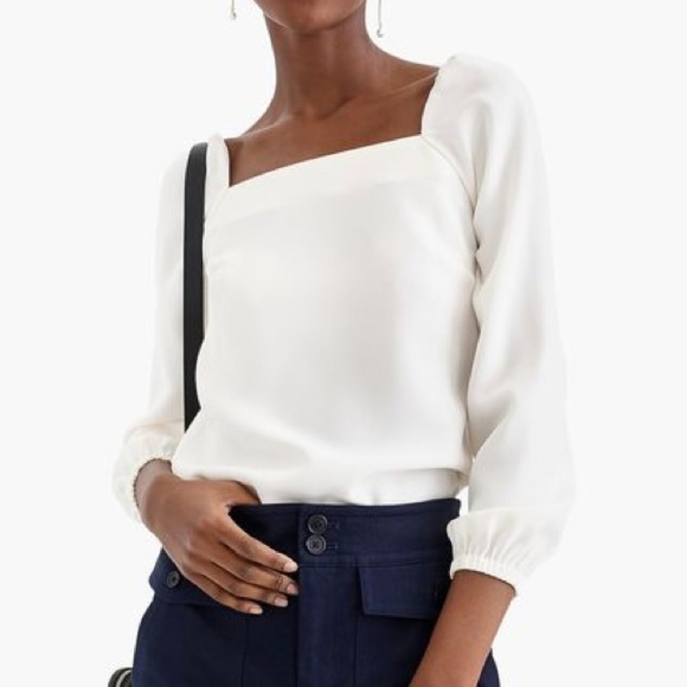 J. Crew Cream Blouse with Square Neckline